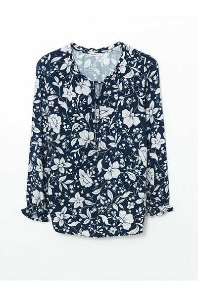 LC Waikiki Damenbluse mit Bindekragen, Blume