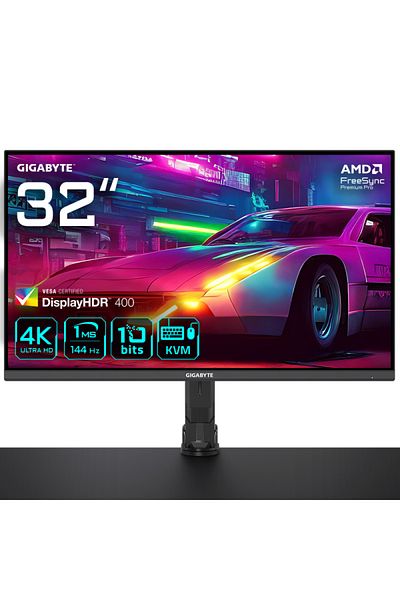 Gigabyte Monitor pentru jocuri LED IPS UHD 144Hz, 1ms, FreeSyncTM HDR400, Boxe USB, USB Type-C, HDMI, VESA, Pivot,