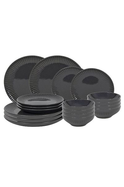 Tavola Set farfurii 18 buc gri lucios