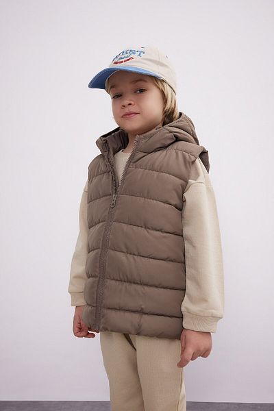 DeFacto Inflatable Vest with Water Repellent, Hood and Zipper for Baby Boy - A2221A524Au
