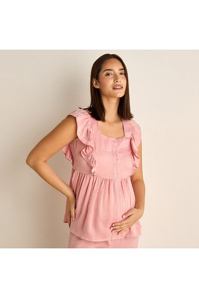 FAV Ruffle Detail Satin Maternity Pyjama Set