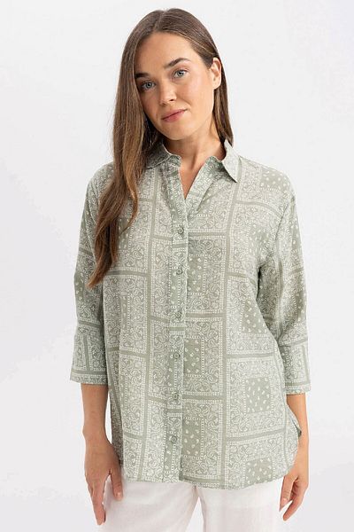DeFacto Regular Fit Patterned Half Sleeve Shirt C3818AX24SM