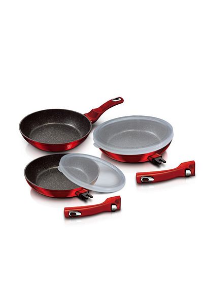 Berlinger 5-piece Burgundy Metallic Line removable handle pan set