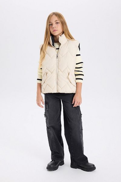 DeFacto Girl's Water Repellent Stand Collar Inflatable Double Sided Vest C4972A824Au