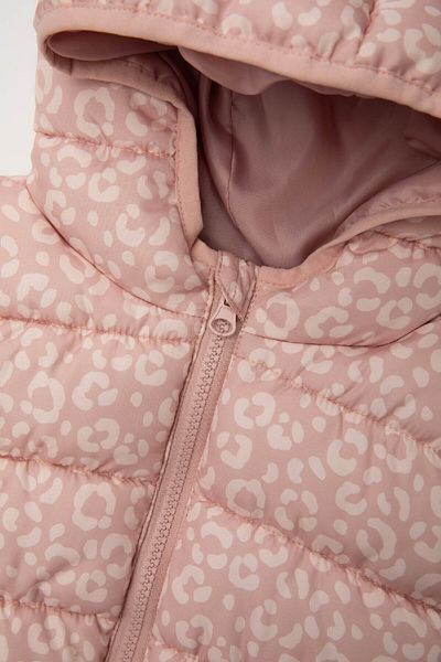 DeFacto Baby Girl Hooded Water Repellent Fabric Patterned Puffer Vest C5298A524Au