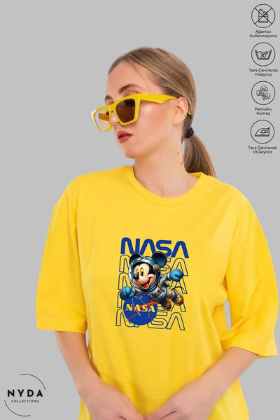 Nyda Collections تي شيرت قطني بأكمام قصيرة وياقة دائرية للجنسين مطبوع عليه مي...