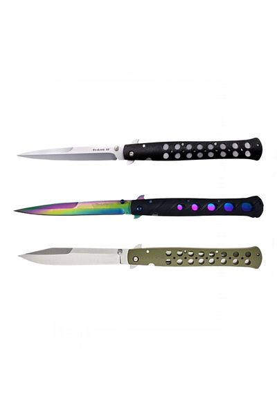 Depox Set Of Three Knives, Lockable Blade, Belt Clip, 33 Cm, Multicolor