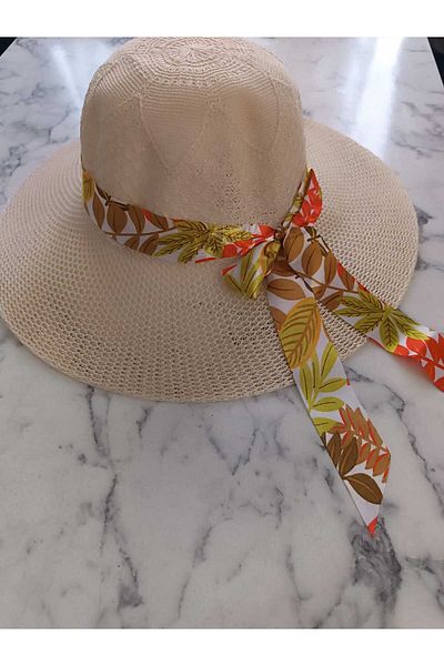 Dilara Straw Patterned Bow, Drawstring Foter Hat
