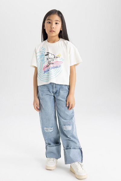DeFacto Dívčí tričko Snoopy se vzorem – výstřih, krátký rukáv C4840a824sm