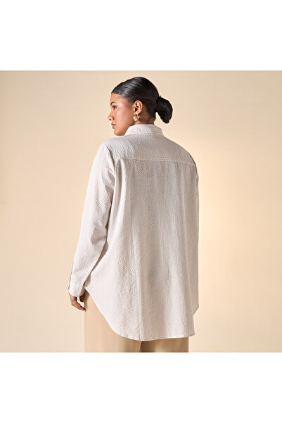 Ulla Popken Plus Size Ulla Popken Embellished Shirt with Long Sleeves