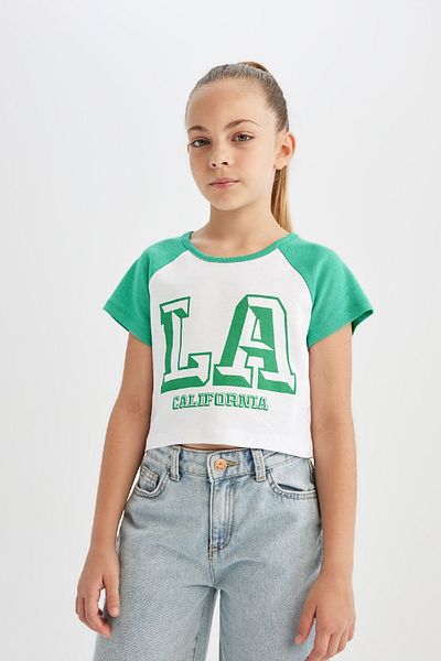 DeFacto Κορίτσι - T-shirt με λαιμόκοψη Crop Crew C4452a8gn322mc