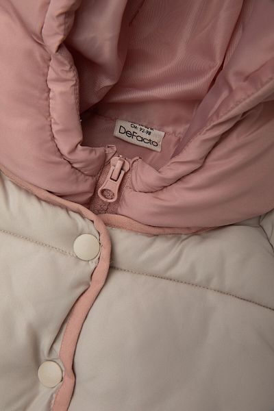 DeFacto Water Repellent Ribbed Sleeve Hooded Puffer Coat for Baby Girl - C5312A524Au