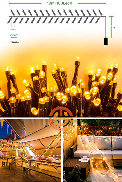 TechnoSmart 100 Ledli Usbli Kumandalı 8 Modlu Şerit Led Işık Parti Süsleme Organizasyon