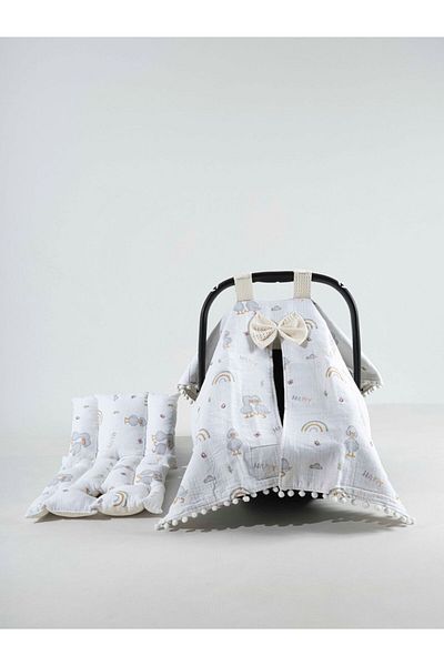 Letizia Stroller Cover and Cushion Set with Animal Figures