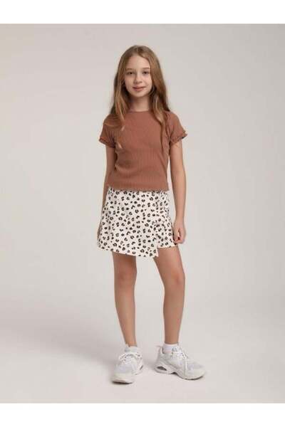 Zekids Момичешка памучна тениска с къси ръкави и волани