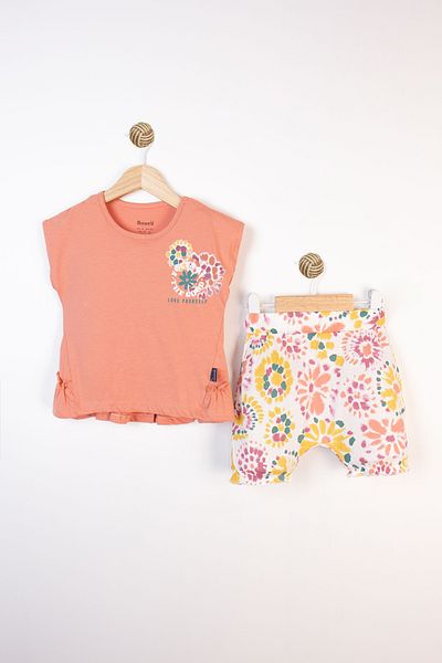 Miniworld Printed Colorful Floral Patterned Flounce Summer Shorts Baby Girl Suit
