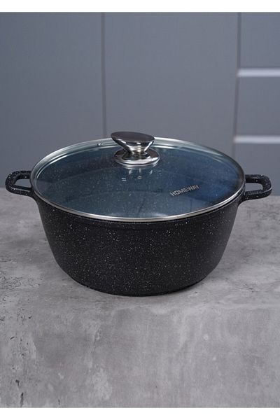 CLIKON HOMEWAY 28cm Marble Casserole with Lid – Die-Cast Aluminum, Non-Stick, Even Heat Distribution