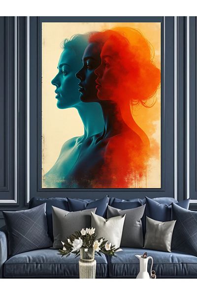 Tablomega Pânză decorativă cu siluetă dublă colorată - Lemn MDF