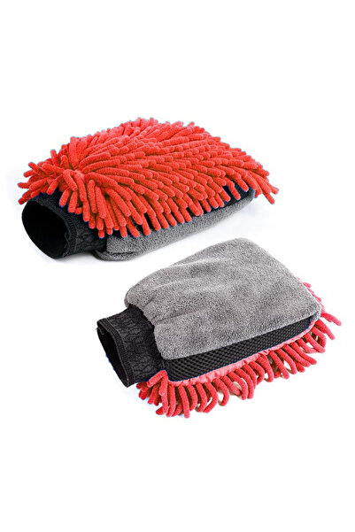 NEWMİX Kırmızı Mikrofiber Oto Yıkama Eldiveni Makarna