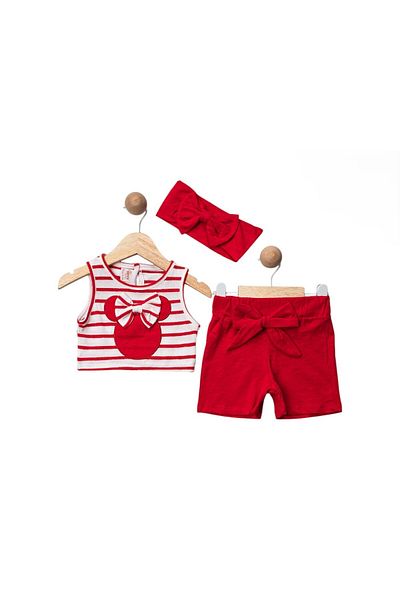 MBK GARDEN Baby Girl Bandana Shorts Crop Set Set of 3