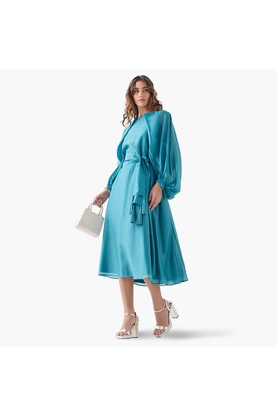 Iconic Iconic Volume Sleeves Dress with Tie-Ups