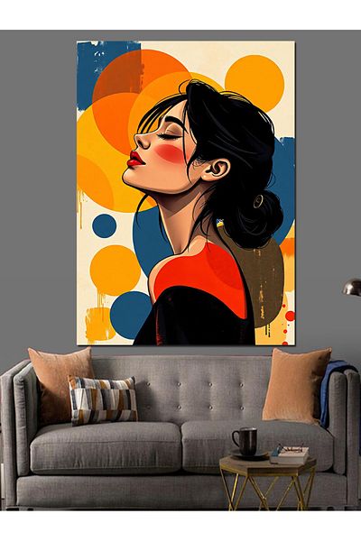 Tablomega Pânză decorativă cu siluetă portret de femeie colorată - MDF Lemn