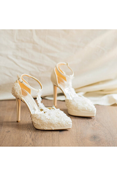 EYLÜL SHOES 35 GELİNLİK AYAKKABISI DANTEL İŞLEMELİ PLATFORMLU RAHAT GELİN AYAKKABISI