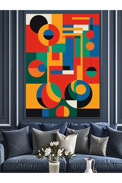 Tablomega Pânză decorativă cu artă geometrică abstractă - pictură din lemn MDF