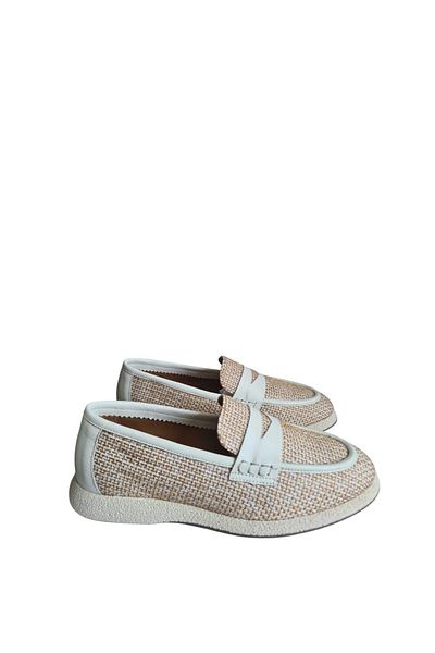 aayak&kabımofficial "Genuine Leather Straw Patterned Comfortable Women's Loafer Shoes – Elegance and Comfort Combined"