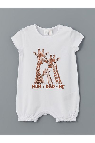 LC Waikiki Bedruckter Jumpsuit mit Rundhalsausschnitt für Baby-Mädchen
