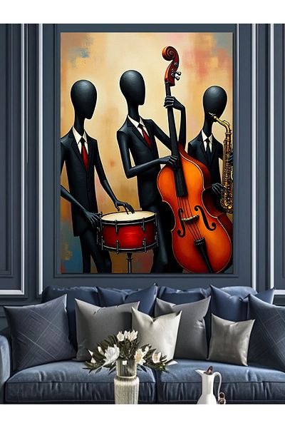Tablomega Jazz Band Silhouettes Διακοσμητικός Καμβάς - Ξύλινος Πίνακας MDF