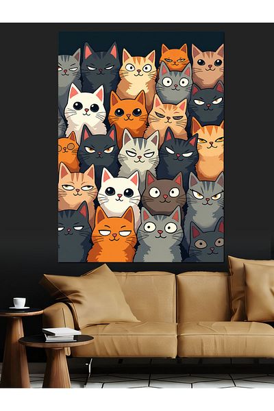 Tablomega Pânză decorativă Colorful Cat Community - Lemn MDF