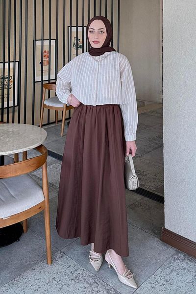 lamelif Κρέμα για ριγέ μουσουλμανικό πουκάμισο Carla