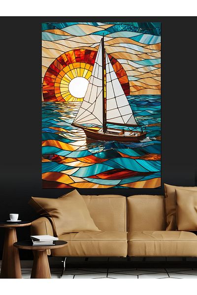 Tablomega Διακοσμητικός καμβάς Sail at Sunset - Ξύλινος πίνακας MDF