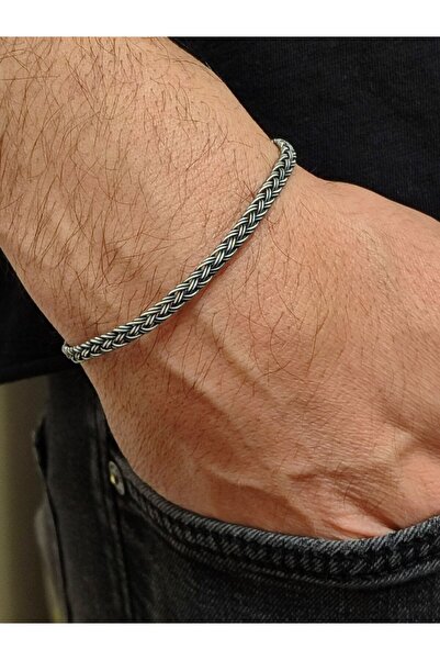 Moda Gümüş 925 Ayar Gümüş Kazaziye 4 mm İkili Hasır Örme Bileklik