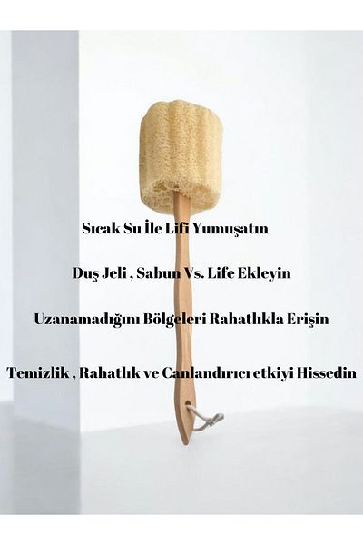 ERGÖK Natural Pumpkin Fiber Long Handle Bath Loofah Body and Skin Care