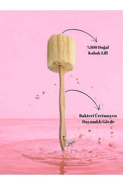 ERGÖK Natural Pumpkin Fiber Long Handle Bath Loofah Body and Skin Care