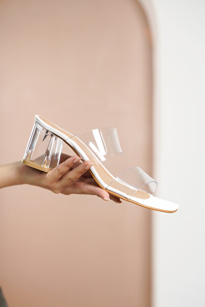 BAKGİY White Transparent Women's Transparent Heeled Shoes Bg1050-119-0001