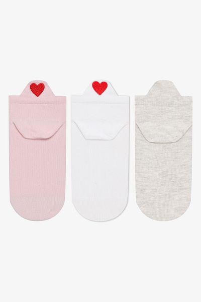 Penti Опаковка от 3 розови бели чорапи Tab Lovely Heart
