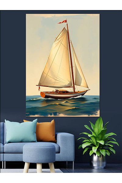 Tablomega Pânză decorativă cu mare și navigație - pictură din lemn MDF
