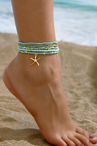 New Obsessions Colorful Beads Elastic Anklet Set
