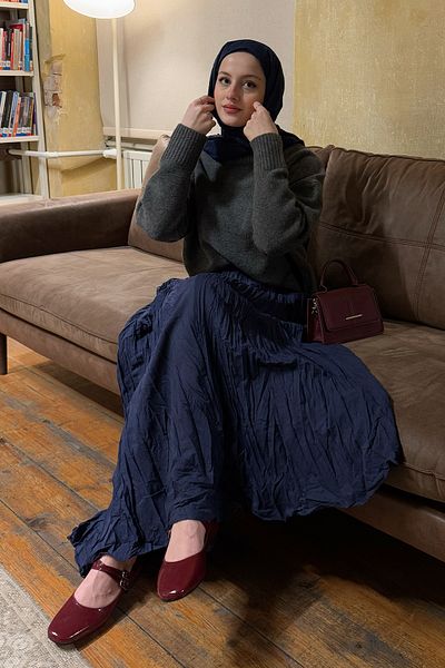 InStyle Navy Blue Crochet Skirt