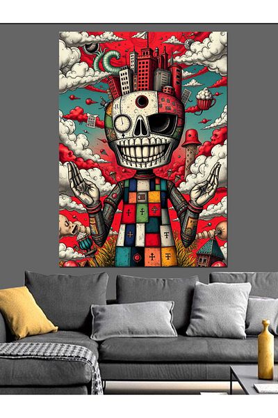 Tablomega Craniu și Graffiti Pânză Decorativă - Lemn MDF