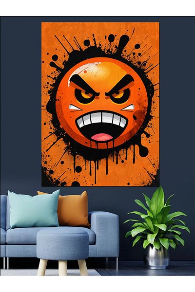 Tablomega Pânză decorativă Angry Emoji Graffiti - Lemn MDF