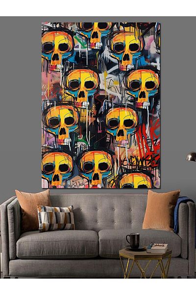 Tablomega Craniu Graffiti Model Canvas Decorativ - MDF Lemn Tablou