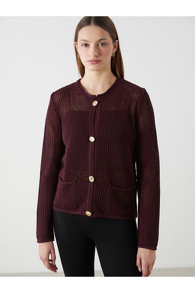 LC Waikiki Crew Neck Openwork Women's Knitwear Cardigan