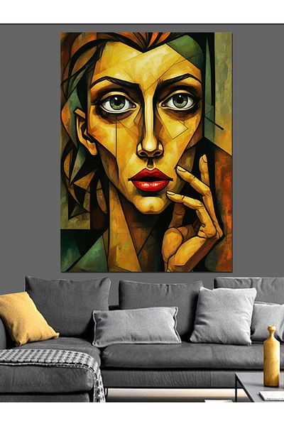 Tablomega Pictură Decorativă Canvas - Lemn MDF Portret de Femeie Pensa Abstractă