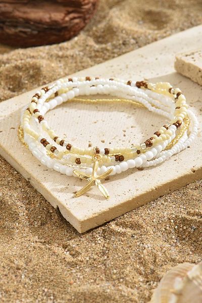 New Obsessions Colorful Beads Elastic Anklet Set