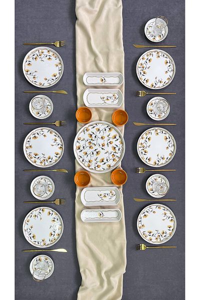 Erbaşlar Melisa Luxury Embossed 21 Piece Breakfast Set for 6 People