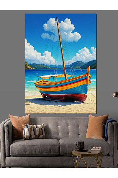 Tablomega Pânză decorativă Tropical Boat - Lemn MDF